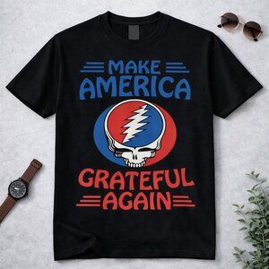 "Make America Grateful Again" Steal Your Face Black Music Humor Graphic Tee